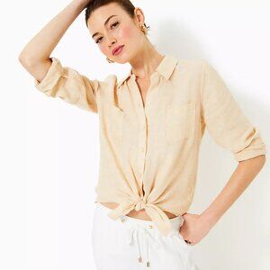 NWT! Lilly Pulitzer Sea View Button Down, Sand Bar X Resort White, Size Small